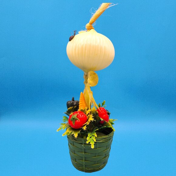 Vintage 1968 Kitsch Onion Head Lady Flower Pot Anthropomorphic Veggie Hong Kong - Picture 4 of 11